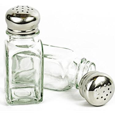 Imagem de Conjunto de 2 saleiro e pimenteiro de vidro com topo de cogumelo de aço inoxidável, 60 ml - perfeito para qualquer mesa! (2)