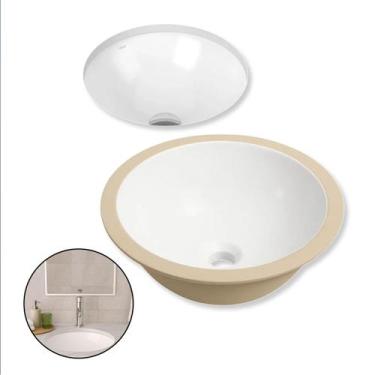 Imagem de Cuba Cerâmica Redonda De Embutir Docol Branca Esmaltada Para Banheiro 