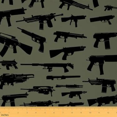 Imagem de Tecido de arma por jarda, estofamento de metralhadoras, rifle de pistola do exército decorativo, submetralhadora militar interna e externa, arte DIY à prova d'água, verde exército, 3 jardas