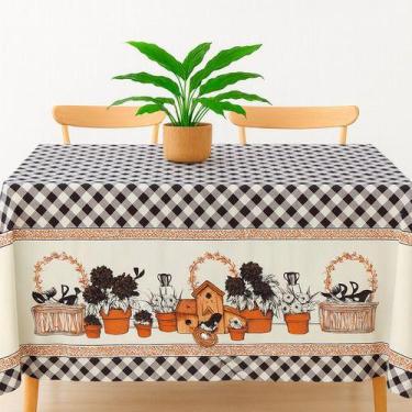 Imagem de Toalha De Mesa 4 Lugares Com Bainha Estampada Oxford Jantar Amarelo Li