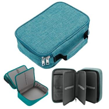 Imagem de Estojo Escolar Box Grande, Organizador, com 4 Divisórias, 72 Elásticos, Feminino, Masculino, Zíper Resistente, com Alça, Qualidade Premium (Verde)