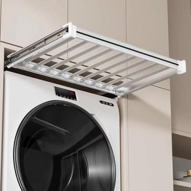 Imagem de Suporte extensível para calças - Organizador de guarda-roupa que economiza espaço, escorredor de roupas oculto acima da máquina de lavar, gaveta multifuncional para armazenamento de calças (branco, 60