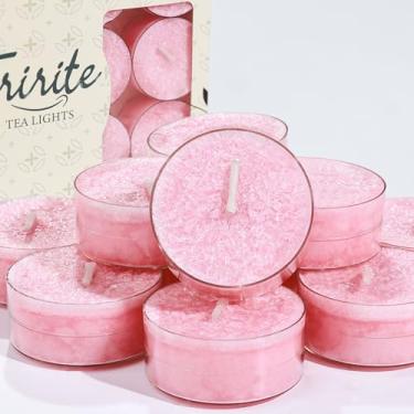 Imagem de Velas Tealights sem perfume para o Dia dos Namorados, luzes de chá rosa acesas, sem parafina, sem fumaça, velas votivas para casamento, chá de bebê, 12 peças