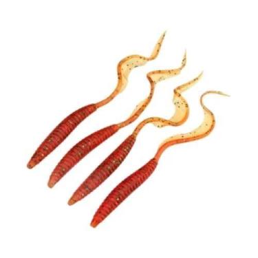 Imagem de Iscas De Pesca Realistas De Silicone Em Formato De Minhoca Com Cauda L