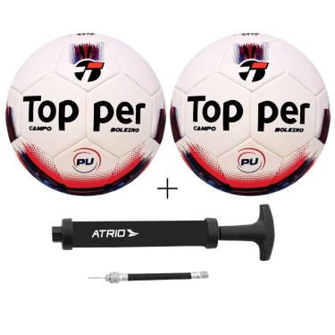 Imagem de Kit 02 Bola De Futebol Campo Topper Boleiro Hibrid+01 Bomba De Ar Atrio-Masculino