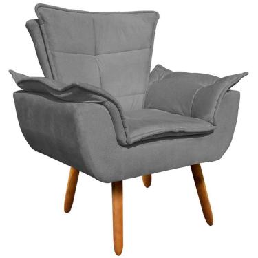 Imagem de Poltrona Decorativa Pés Palito Charger Suede Grafite G19 - Gran Belo