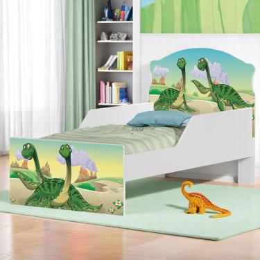 Imagem de Mini Cama Infantil 153,2x79cm Com Proteção Lateral Personagens Dinossauro K02 - D'rossi