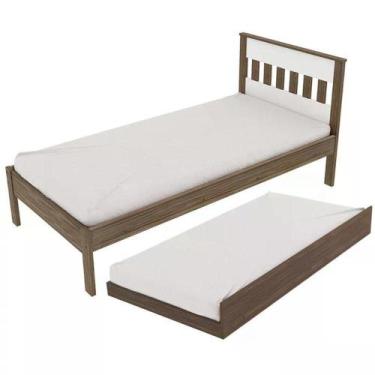 Imagem de Cama Solteiro Com Auxiliar Cm8006 Cm8008 Qt8 Nogal Branco Tecno Mobili