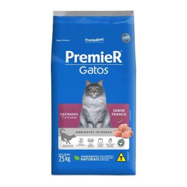 Imagem de Ração Seca Premier Gatos Ambientes Internos Frango Para Gatos Castrado