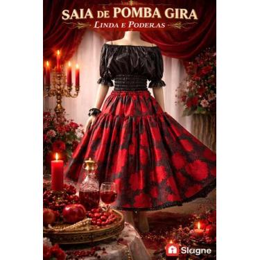 Imagem de Saia pombo gira flores vermelhas - Tupi Brasil