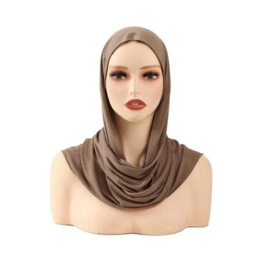 Imagem de Hijab Modal Para Mulheres, Underscarf De Algodão, Turbante Islâmico, L