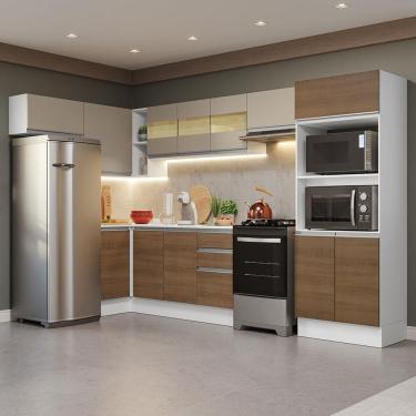 Imagem de Armário Cozinha Completo 100% MDF 447cm Branco/Rústico/Crema