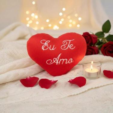 Imagem de Coração de Pelúcia 01 Peça 13 CM, Frase Eu Te Amo, Almofadinha super m