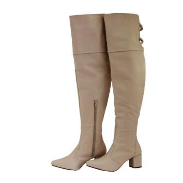 Imagem de Botas Over de Knee Feminina Cores Têndência Outono Inverno Lirom, Nude