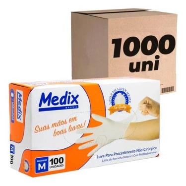 Imagem de 10cx Luva Látex Com Pó Descartável Medix Branco Tamanho M Branco M