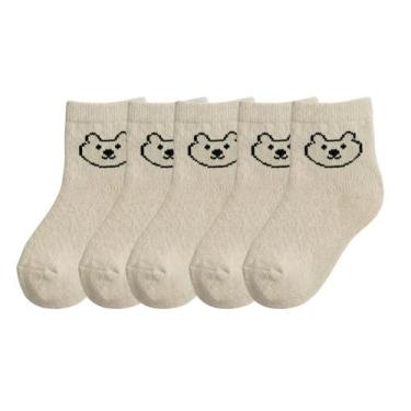 Imagem de Kit 5 Pares Meias Infantis Baby Bear Urso Meninos Meninas Algodão Conf