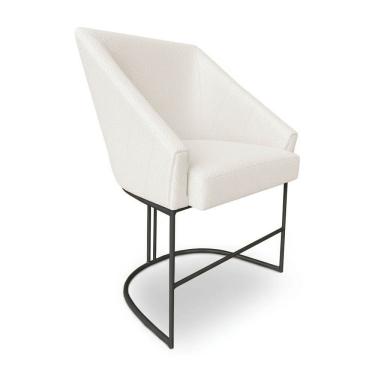 Imagem de Poltrona Luxo Alana Bouclê Bege Base Ferro Preto - Pallazio