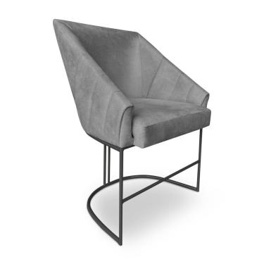 Imagem de Poltrona Luxo Alana Suede Base Ferro Preto - Pallazio Cor Grafite