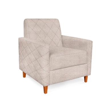 Imagem de Poltrona Liana Linho Pés De Madeira - Pallazio Cor Areia