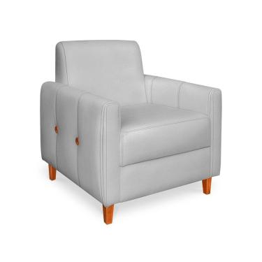 Imagem de Poltrona Zoe Veludo Prata Pés De Madeira - Pallazio