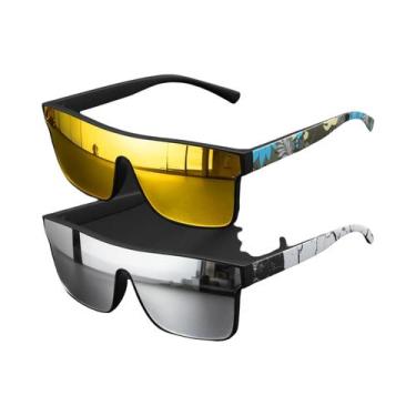 Imagem de Óculos De Sol Clássicos Quadrados UV400 Com Lente Única E Hastes Estam