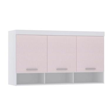 Imagem de Armário Aéreo Maleiro 145cm 3 Pts Alpes Luciane Móveis Branco Pf/rosa Pf