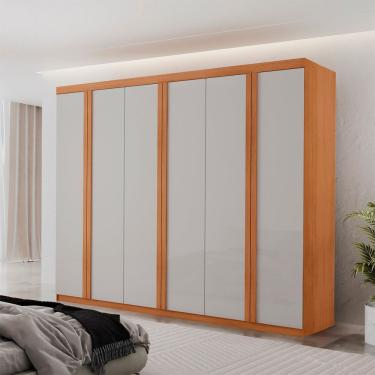 Imagem de Guarda Roupa Casal Ortiz Mdf Com 6 Portas 2 Gavetas Moderna Naturalle/off White Sem Pés