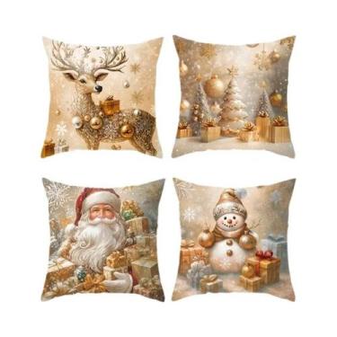 Imagem de Capas De Almofada Do Papai Noel Para O Natal, 4 Peças, Decoração De Fe