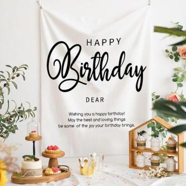 Imagem de Tapeçaria Happy Birthday Room Aesthetic 150x130cm, microtecido - yiwei