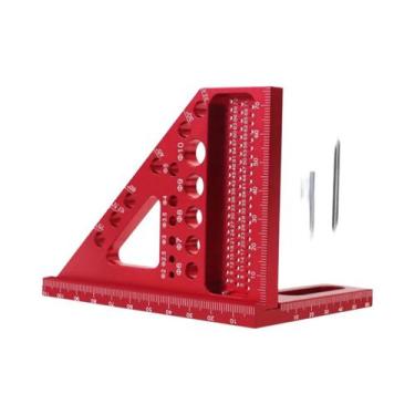 Imagem de Esquadro De Marcenaria Em Liga De Alumínio Com Pinos Guia, Régua Trian