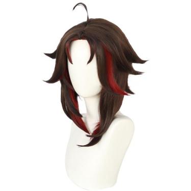 Imagem de Peruca de cosplay Genshins Impacts Xiaos Synthetic Hair 41cm - yiweisa