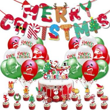 Imagem de Kit de balão para festa de feliz Natal, confetes de látex, 43 unidades
