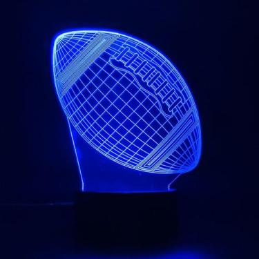 Imagem de Luz noturna LED 3D que muda de cor de rúgbi para crianças com base - Y