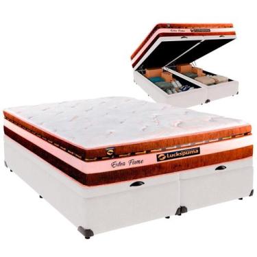 Imagem de Cama Baú Queen e Colchão Esplendor Molas Ensacadas Luckspuma Branco