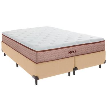 Imagem de Cama Box King e Colchão Hera Molas Ensacadas Colchobel Ocre