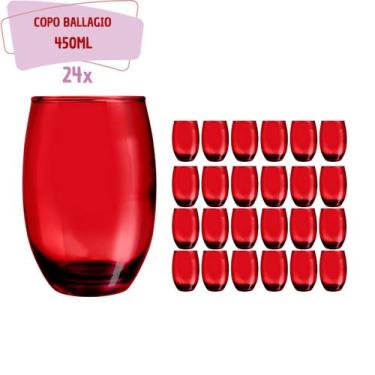Imagem de Copos California Redondo Vidro Vermelho Mesa 450ml 24 Unidade - PRATIC