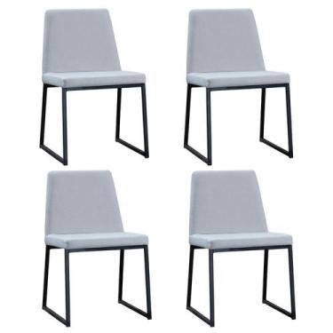Imagem de Kit 4 Cadeiras para Sala de Jantar Escritório Estofada Base em Aço Yan