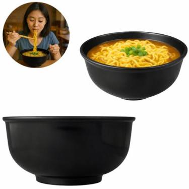 Imagem de 4 Tigelas Bowl Oriental Melamina Para Restaurante Japones 1L Preto - C
