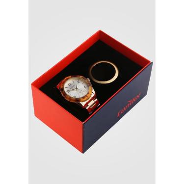 Imagem de Kit Relógio De Pulso Condor Feminino Dourado Co2035Mvl/T4D