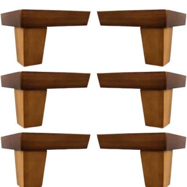 Imagem de Kit 6 Pés de Madeira Cantoneira Universal P/ Móveis C/ Parafusos Bela 