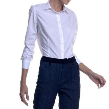 Imagem de Camisa Feminina Dudalina ML Slim Tricoline Branca - 530103-Feminino