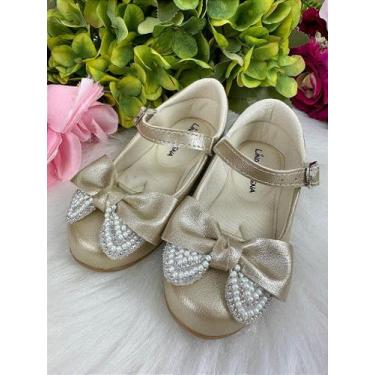 Imagem de Sapatilha Dourada Flor Di Mila Carol para Meninas, Old gold, 21