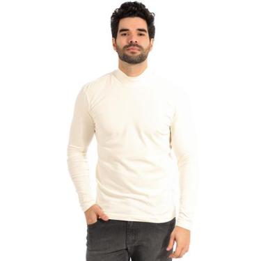 Imagem de Blusa Masculina Gola Alta Anistia Slim Elastano Off White - Anistia Mo