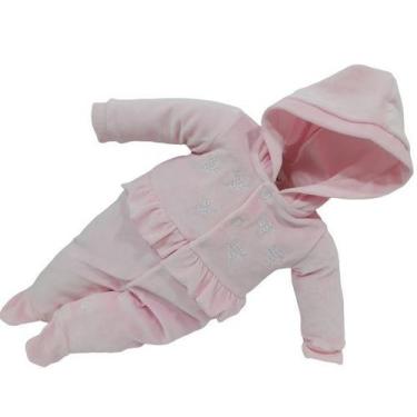 Imagem de Macacão Longo Plush Bebê Menina Inverno Bordado Capuz 2785 - CHUQUINHA