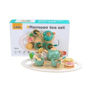 Imagem de Conjunto De Chá De Madeira Para Meninas, Cozinha De Brinquedo Para Cri