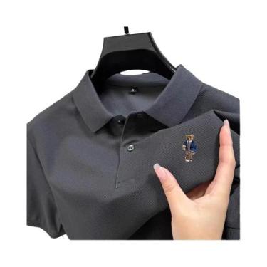 Imagem de Camisa Polo Masculina De Verão 100% Algodão Manga Curta Com Bordado De