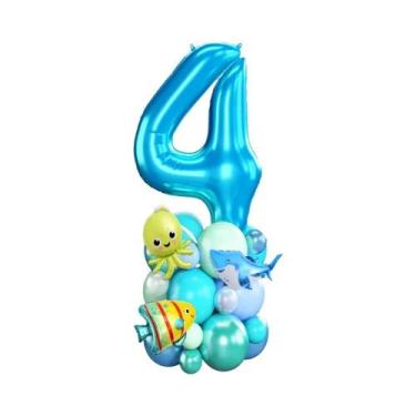 Imagem de Balões De Números Marinhos De 40 Polegadas, Decorações Para Festa De A