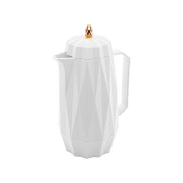 Imagem de Garrafa Termica Plastico Diamond Branca 1l 1853 Lyor, 1L, Branco
