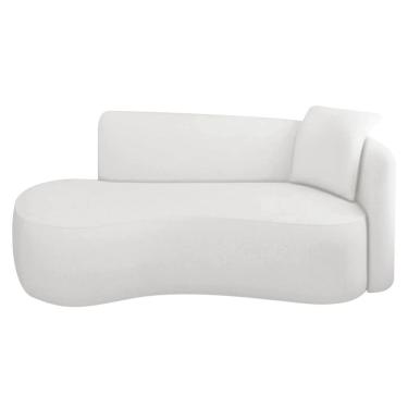 Imagem de Divã Recamier Suíça Curvo Sala Recepção 180cm Lado Esquerdo Bouclé Branco