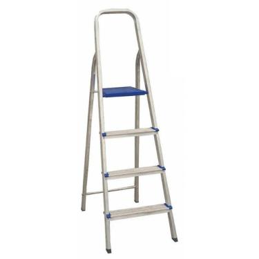 Imagem de Escada Residencial REAL 004 Tipo Doméstico em Alumínio com 4 Degraus Aberta 135CM Fechada 140CM